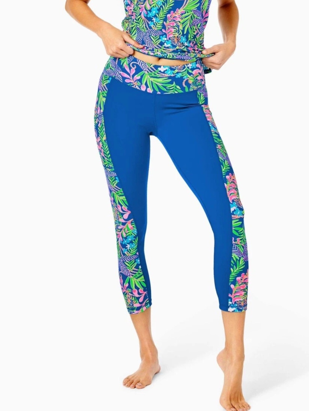Lilly Pulitzer Luxletic Weekender Mid Rise Borealis Blue Leggings XS